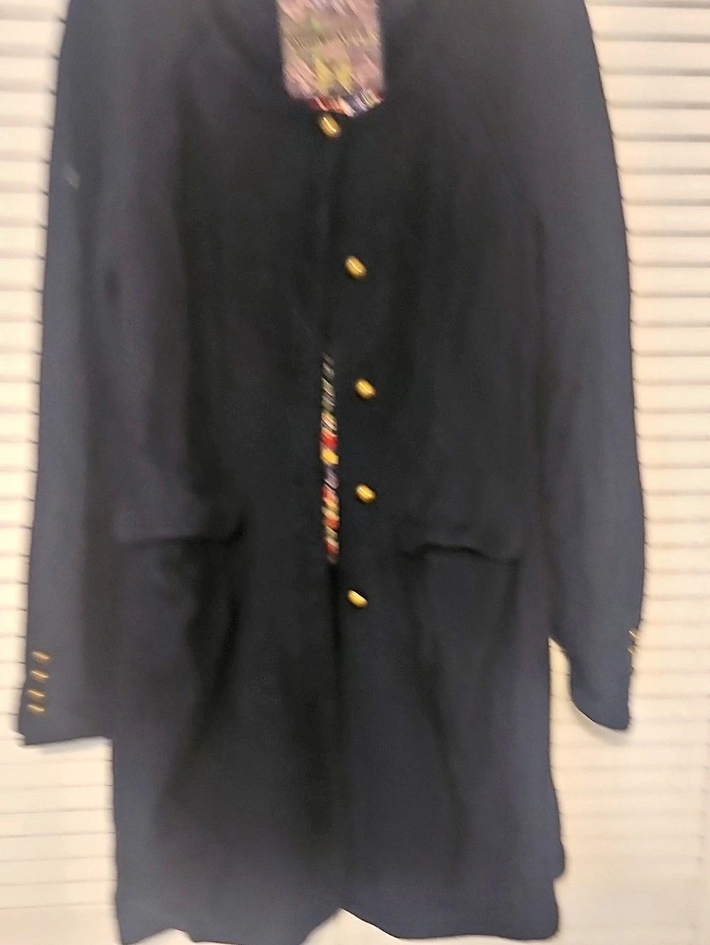 Free People Floral Button-Front Coat in Navy Blue. Size Large Like New
